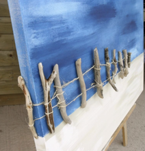 Load image into Gallery viewer, "Perfect Peace" Extra Large Beach Scene Original Canvas with Driftwood 36 x 46 inches by Kerrie Griffin available from The Interior Co