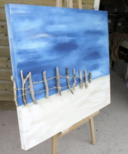 Load image into Gallery viewer, "Perfect Peace" Extra Large Beach Scene Original Canvas with Driftwood 36 x 46 inches by Kerrie Griffin available from The Interior Co