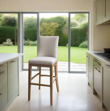 Load image into Gallery viewer, BEIGE AND OAK BAR STOOL
