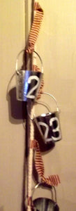 Tin Bucket Mini Advent Garland Numbered with Red Gingham Ribbon