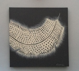 Original canvas Angel Feather Follow Your Dreams-Hidden Heart Range 24 inch square on a solid grey background