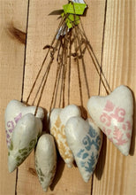 Load image into Gallery viewer, Heart made from canvas with string loop handmade.