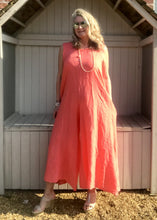 Load image into Gallery viewer, Linen Jumpsuit - in Orange, Black or White - Made in Italy by Feathers Of Italy One Size