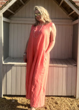 Load image into Gallery viewer, Linen Jumpsuit - in Orange, Black or White - Made in Italy by Feathers Of Italy One Size