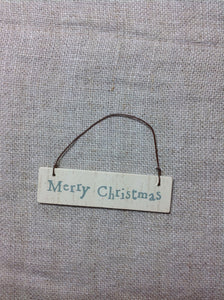 Mini Cream hanging sign Let it snow or Merry Christmas East of india