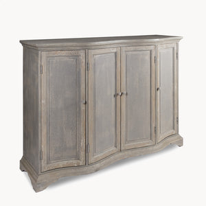 Recycled, distressed grey four door sideboard