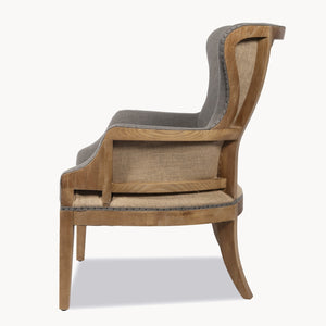 BURLAP AND GREY LINEN ARM CHAIR by The Interior Co