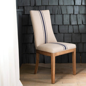 BLUE STRIPE AND OAK DINING CHAIR French style 