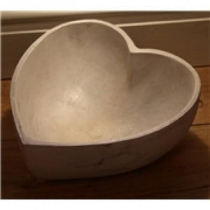 White wash heart bowl (L)