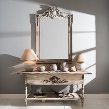 Load image into Gallery viewer, FRENCH STYLE WILTON DISTRESSED PAULOWINA WOOD MANTLE MIRROR
