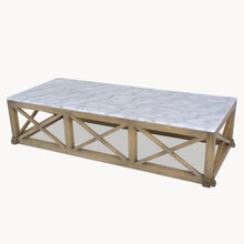 Load image into Gallery viewer, Wood Craft Oak Cross Bar And Marble Coffee Table