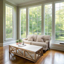 Load image into Gallery viewer, Wood Craft Oak Cross Bar And Marble Coffee Table