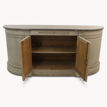 Load image into Gallery viewer, Rounded 4 - Door Grey Distressed Sideboard with Stone Top
