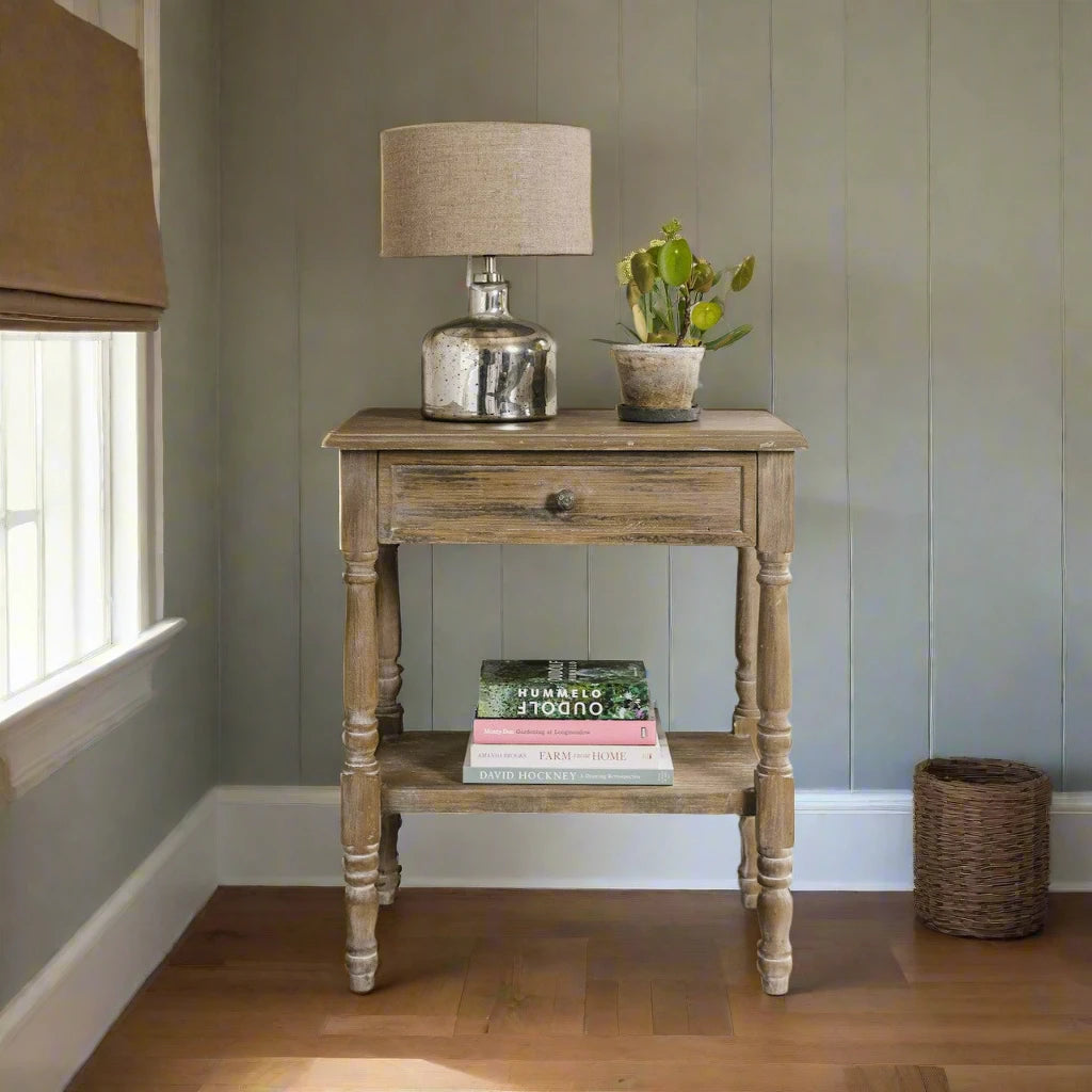 SINGLE DRAWER RUSTIC BEDSIDE TABLE