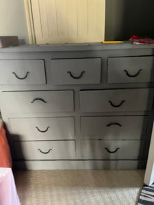 Solid mango wood painted cabinet chest of draws in F&B Grey