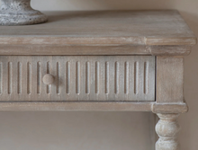 Load image into Gallery viewer, Wooden sideboard with a single drawer and decorative design on a neutral background
