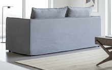 Load image into Gallery viewer, ROUNDED GREY THREE SEATER BUTTON SOFA
