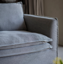 Load image into Gallery viewer, ROUNDED GREY THREE SEATER BUTTON SOFA
