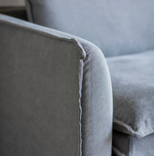 Load image into Gallery viewer, ROUNDED GREY THREE SEATER BUTTON SOFA
