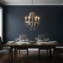 Load image into Gallery viewer, Stunning 6 bulb chandelier iron with leaf detail.
