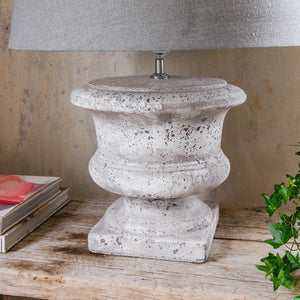 Set Of 2 STONE SQUAT URN LAMP WITH SHADE