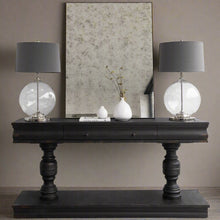 Load image into Gallery viewer, LARGE DISTRESSED BLACK CONSOLE TABLE
