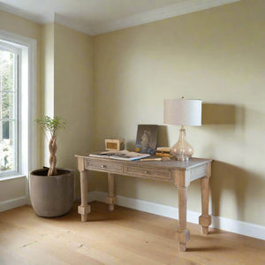 Bleached two draw reclaimed pine desk 