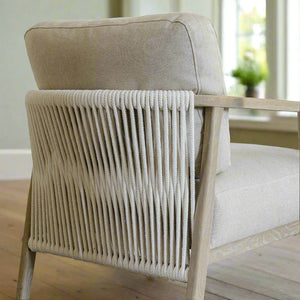 OATMEAL ROPE BACK CURVED ARMCHair