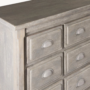 Distressed grey 15 drawer chest 