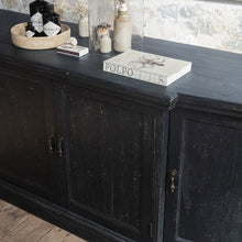 Load image into Gallery viewer, Recycled, pine, distressed black sideboard 
