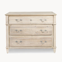 Load image into Gallery viewer, Natural washed three drawer chest with grey top
