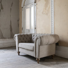 Load image into Gallery viewer, Two seater button back linen sofa
