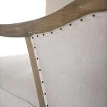 Load image into Gallery viewer, BEIGE CURVED OAK FRAMED ARMCHAIR
