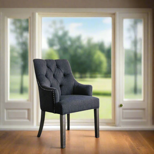 BRUSHED CHARCOAL GREY CARVER CHAIR