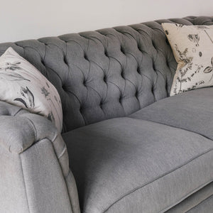 SOFT GREY BUTTON BACK SOFA