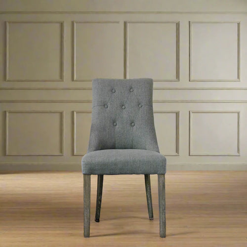 Grey, padded dining chair