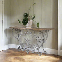 Load image into Gallery viewer, IRON AND STONE RAILING CONSOLE TABLE
