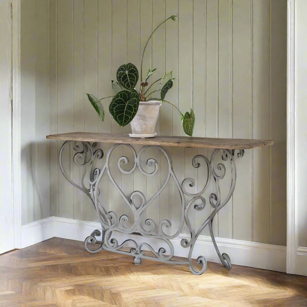 IRON AND STONE RAILING CONSOLE TABLE