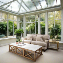 Load image into Gallery viewer, coffee table with marble top and cross detail

