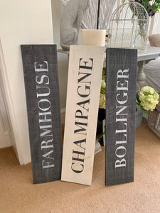 Large Distressed Standing Champagne Sign