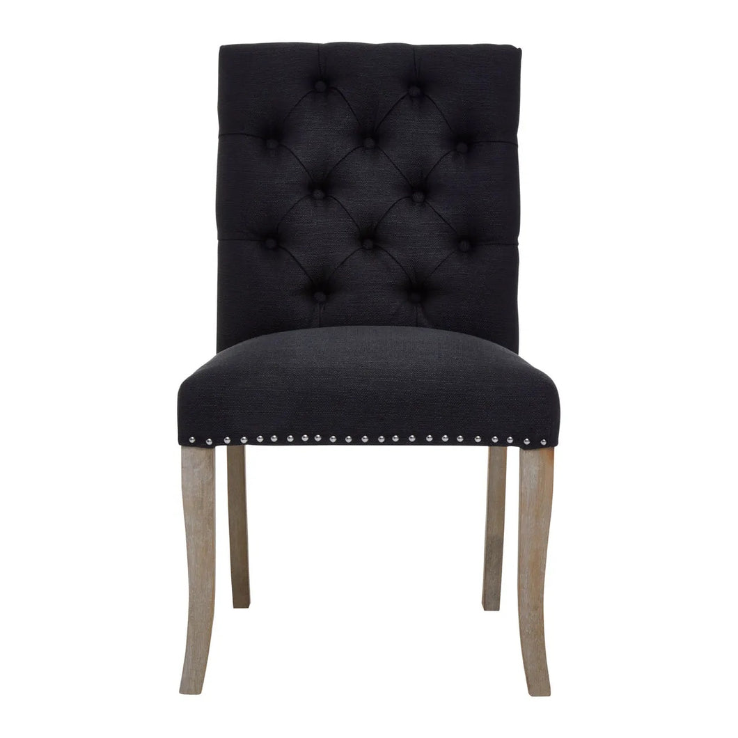 CHELSEA TOWNHOUSE BLACK LINEN DINING CHAIR