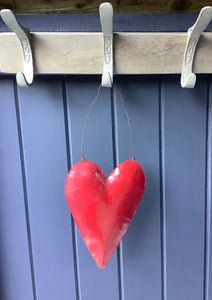 Large Red Rustic Rusty Tin Heart 