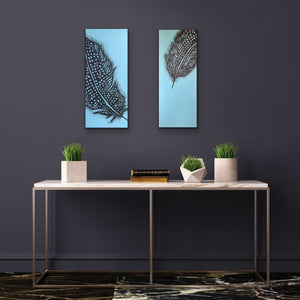 Perfect partners - Gineau Fowl Feather Original Painting On Canvas by Kerrie Griffin Available from The Interior Co 