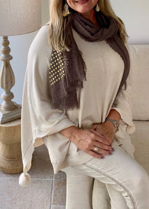 Mondial Poncho in Vanilla By Feathers Of Italy