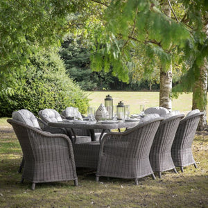 8 Seater Oval Dining Set With 8 Co ordinating Chairs in All Weather PE Rattan The Interior Co 