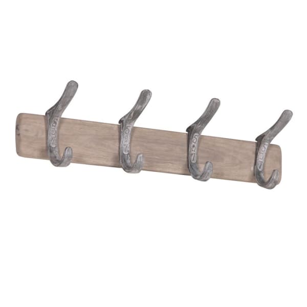 Wooden 4 Hook Coat Rack French Style