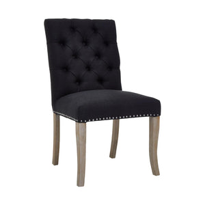 CHELSEA TOWNHOUSE BLACK LINEN DINING CHAIR