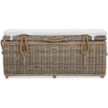 Load image into Gallery viewer, NATURAL RATTAN STORAGE BENCH WITH CUSHION the interior co 
