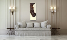 Load image into Gallery viewer, Original Canvas Feather painting &quot;Drama&quot; 35 x 12 inch by Kerrie Griffin
