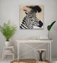 Load image into Gallery viewer, Zebra Diva In lockdown By artist Kerrie Griffin The Interior Co  61cm x 61cm
